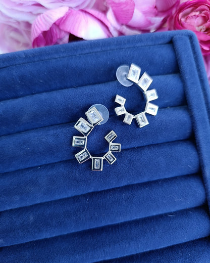 Shadiva Silver Baget Taşlı Küpe