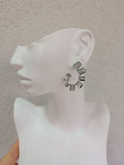 Shadiva Silver Baget Taşlı Küpe
