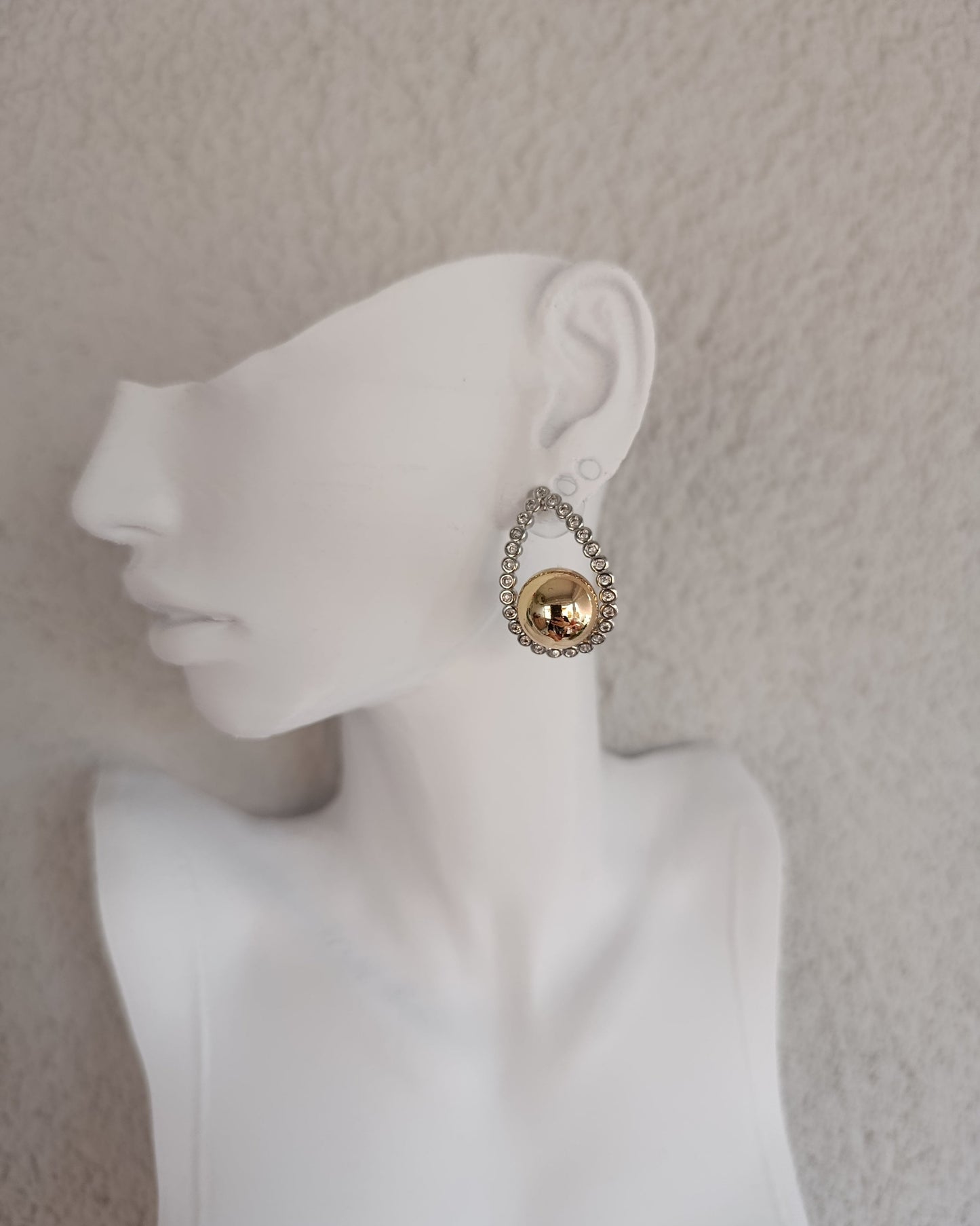 Shadiva Silver Taşlı Gold Toplu Damla Küpe