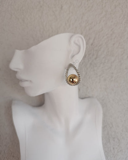 Shadiva Silver Taşlı Gold Toplu Damla Küpe