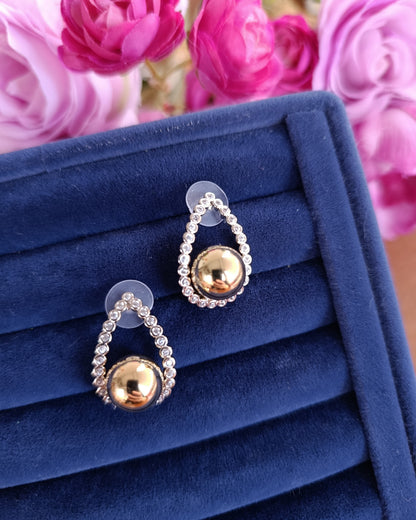 Shadiva Silver Taşlı Gold Toplu Damla Küpe