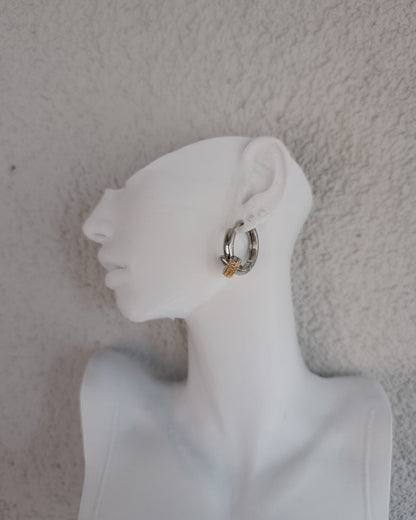 Shadiva Silver Gold Detaylı Halka Küpe