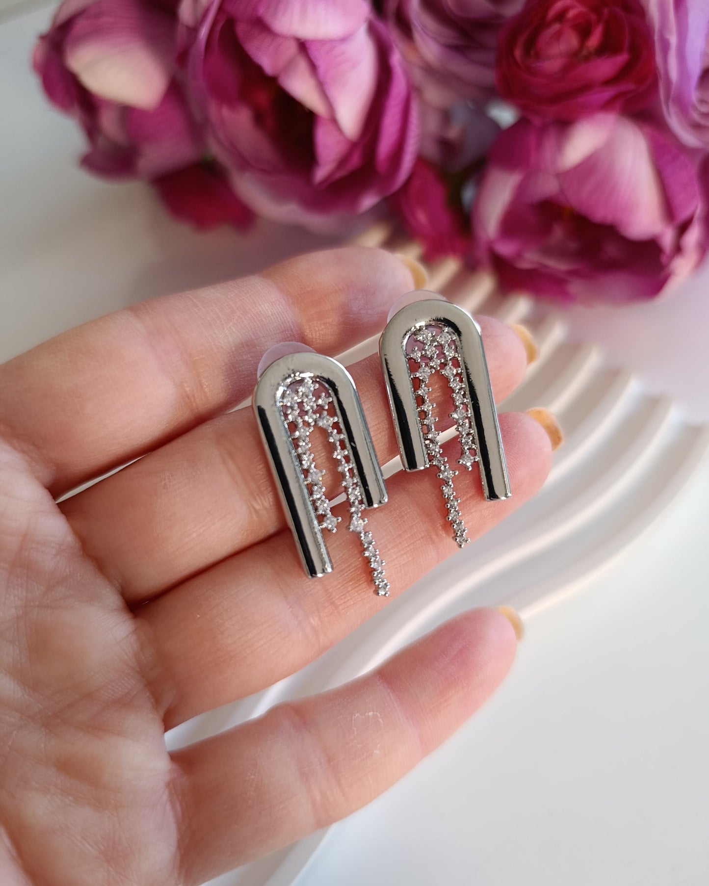 Shadiva Silver Taşlı U Küpe