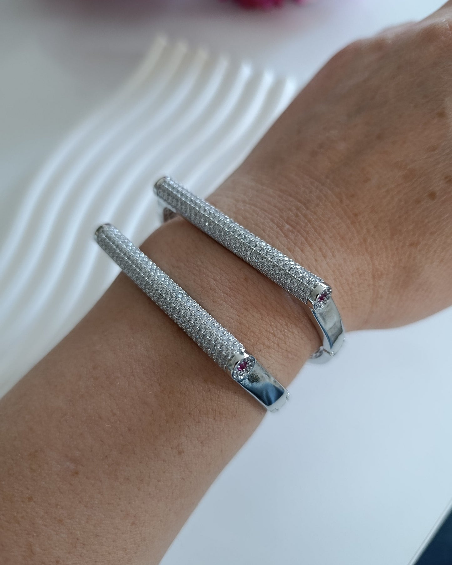 Shadiva Çelik Silver Zirkon Taşlı Bileklik