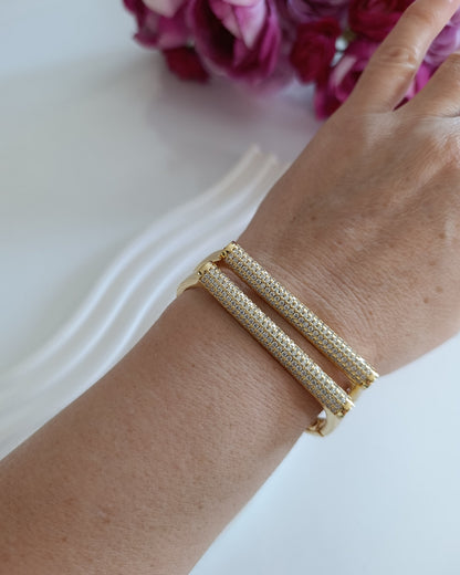 Shadiva Çelik Gold Zirkon Taşlı Bileklik