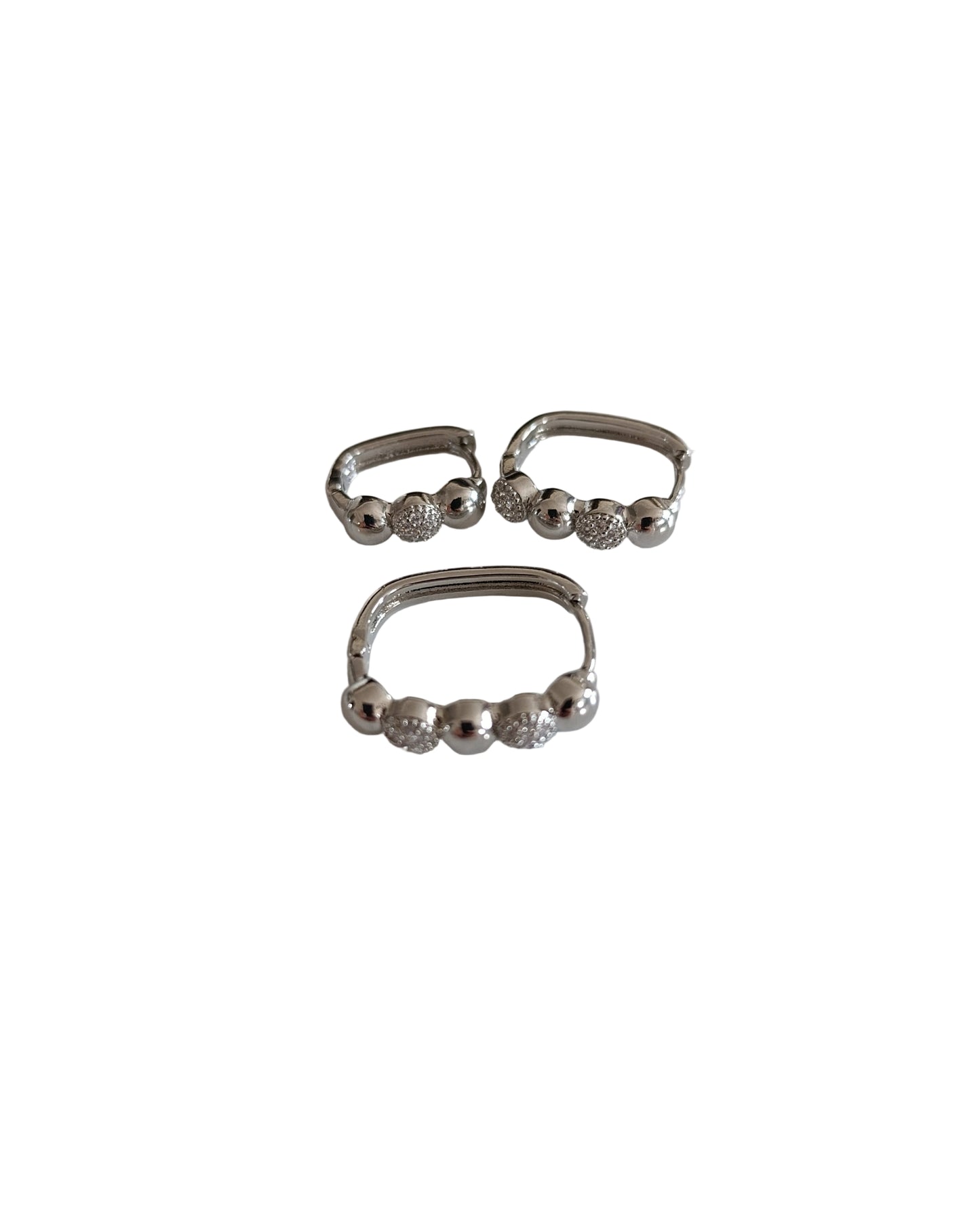 Shadiva Silver Taşlı Elips 3lü Set Küpe