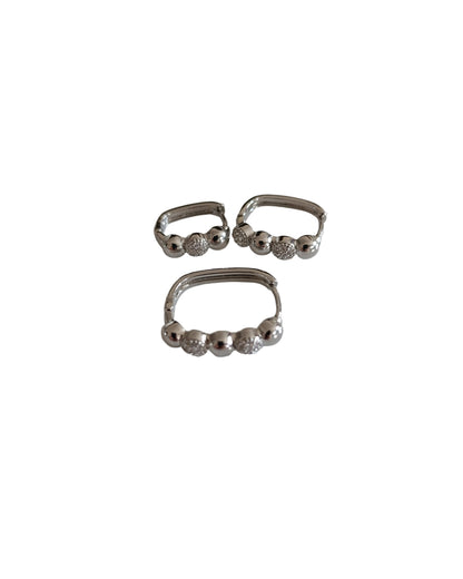 Shadiva Silver Taşlı Elips 3lü Set Küpe