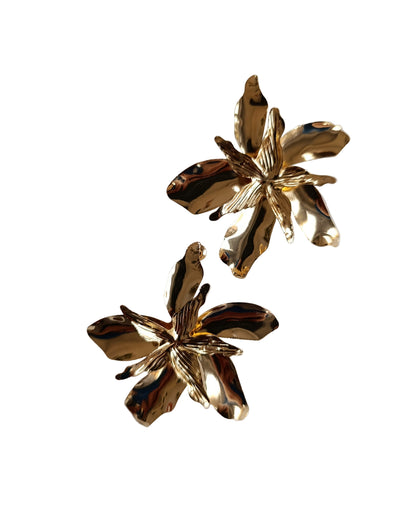 Shadiva Zra Model Gold Çiçek Küpe