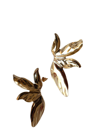 Shadiva Zra Model Gold Yaprak Küpe