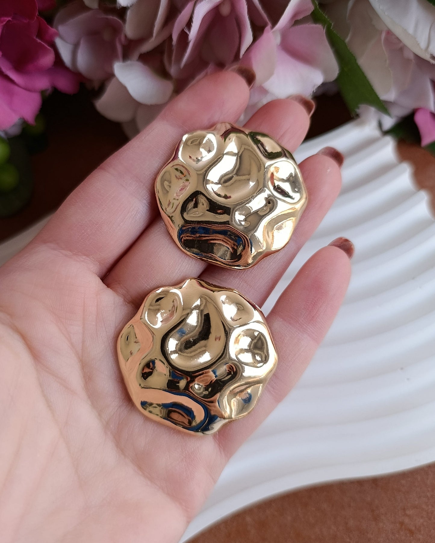 Shadiva Zra Model Gold Oval Küpe