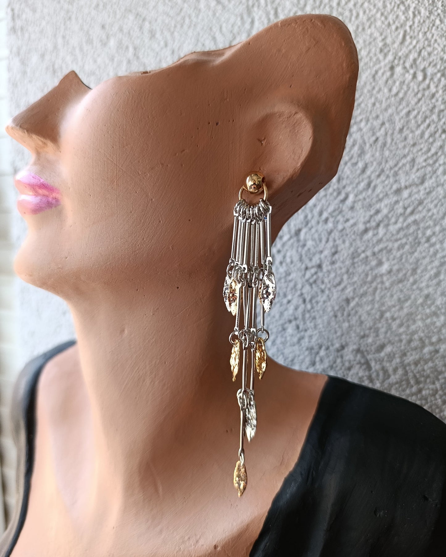 Shadiva Zra Model Gold Silver Sallantılı Küpe