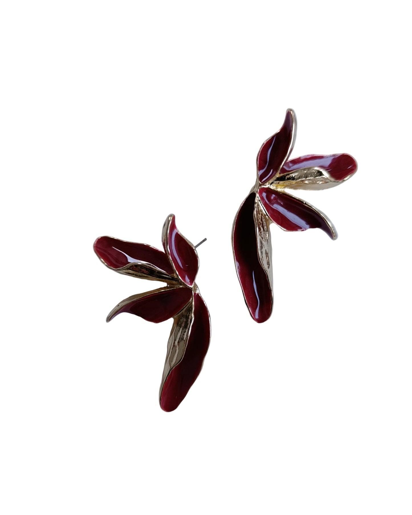 Shadiva Zra Model Bordo Detaylı Gold Küpe