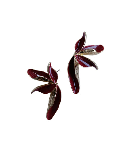 Shadiva Zra Model Bordo Detaylı Gold Küpe