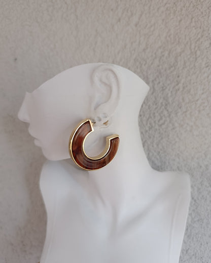 Shadiva Özel Seri Kahve Rengi Kemik Taşlı Küpe