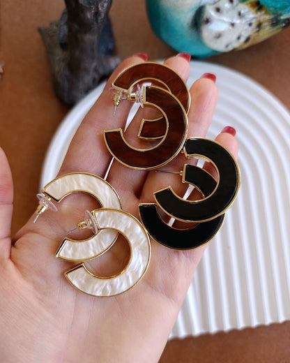 Shadiva Özel Seri Siyah Kemik Taşlı Küpe