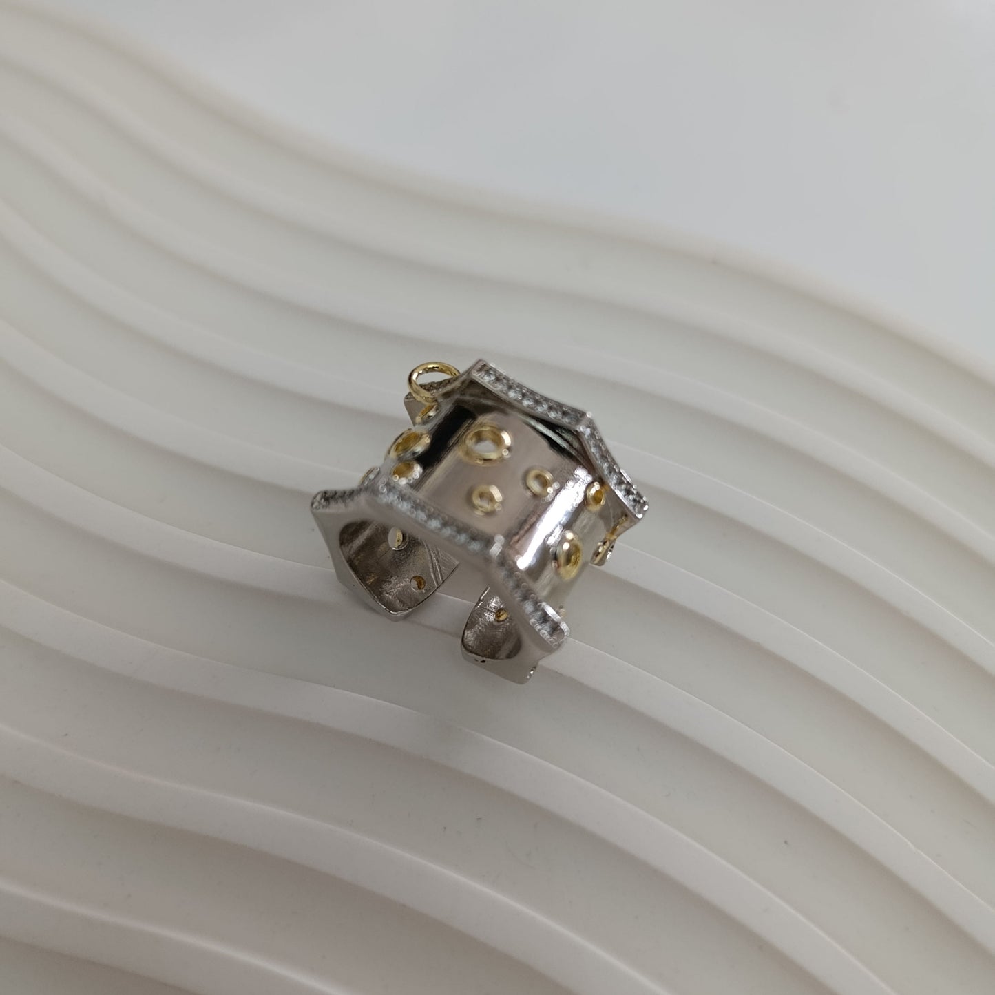 Shadiva Gold Silver Görünümlü Zirkon Taşlı  Yüzük