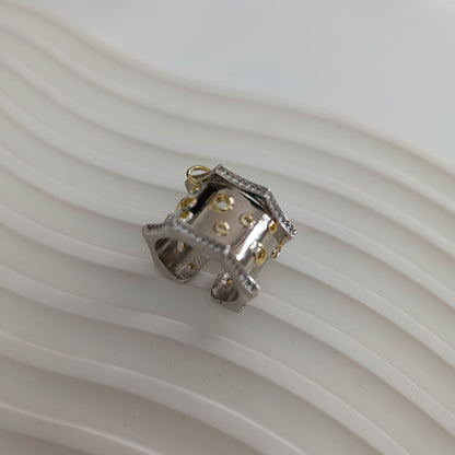 Shadiva Gold Silver Görünümlü Zirkon Taşlı  Yüzük