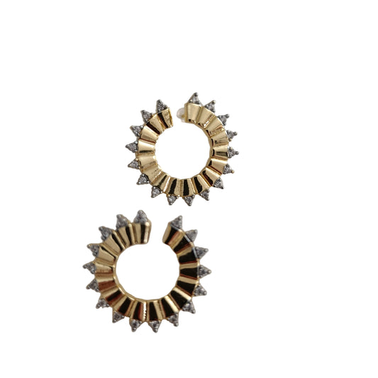 Shadiva Zirkon Taşlı Oval Gold Küpe