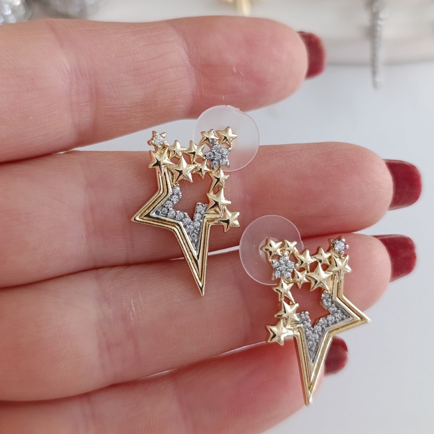 Shadiva Gold Asimetrik Star Küpe