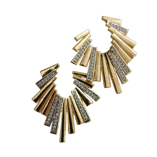 Shadiva Taş Geçiş >Gold Yelpaze Küpe