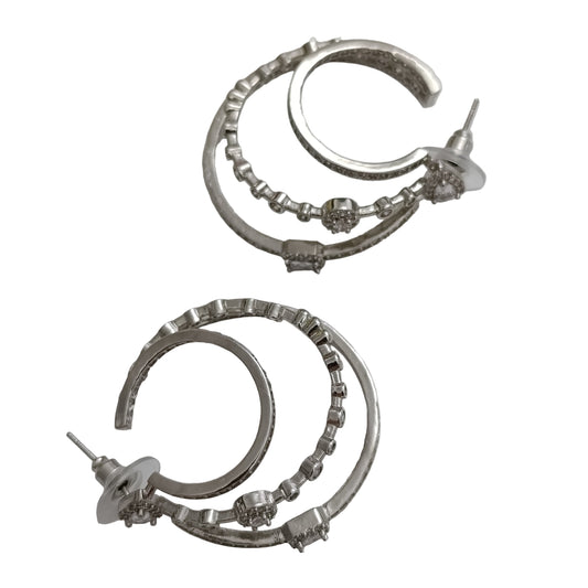 Shadiva Silver Zirkon Taşlı Üçlü Görünüm Büyük Boy Küpe