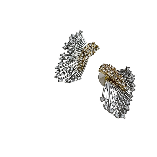 Shadiva Silver Zirkon Taş Detaylı Kanat  Küpe