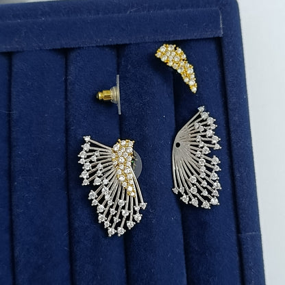 Shadiva Silver Zirkon Taş Detaylı Kanat  Küpe