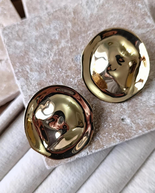 Shadiva Marka Model Gold Yuvarlak Metal Küpe