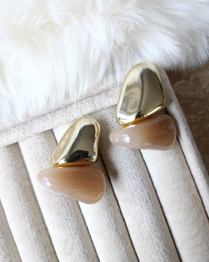 Shadiva Marka Model Krem Detay Gold Form Küpe