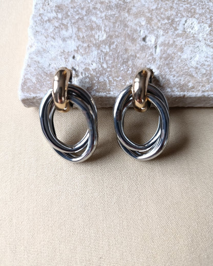 Shadiva Marka Model Gold Silver Elips Küpe