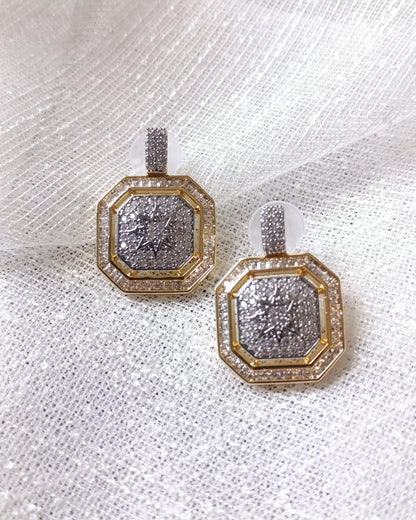 Shadiva Zirkon Taş Gold Silver Küpe