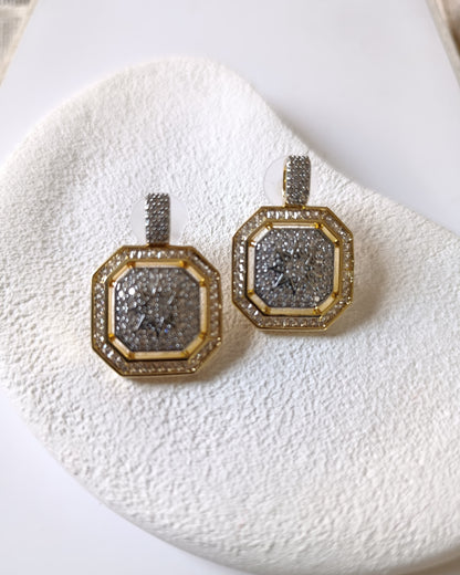 Shadiva Zirkon Taş Gold Silver Küpe