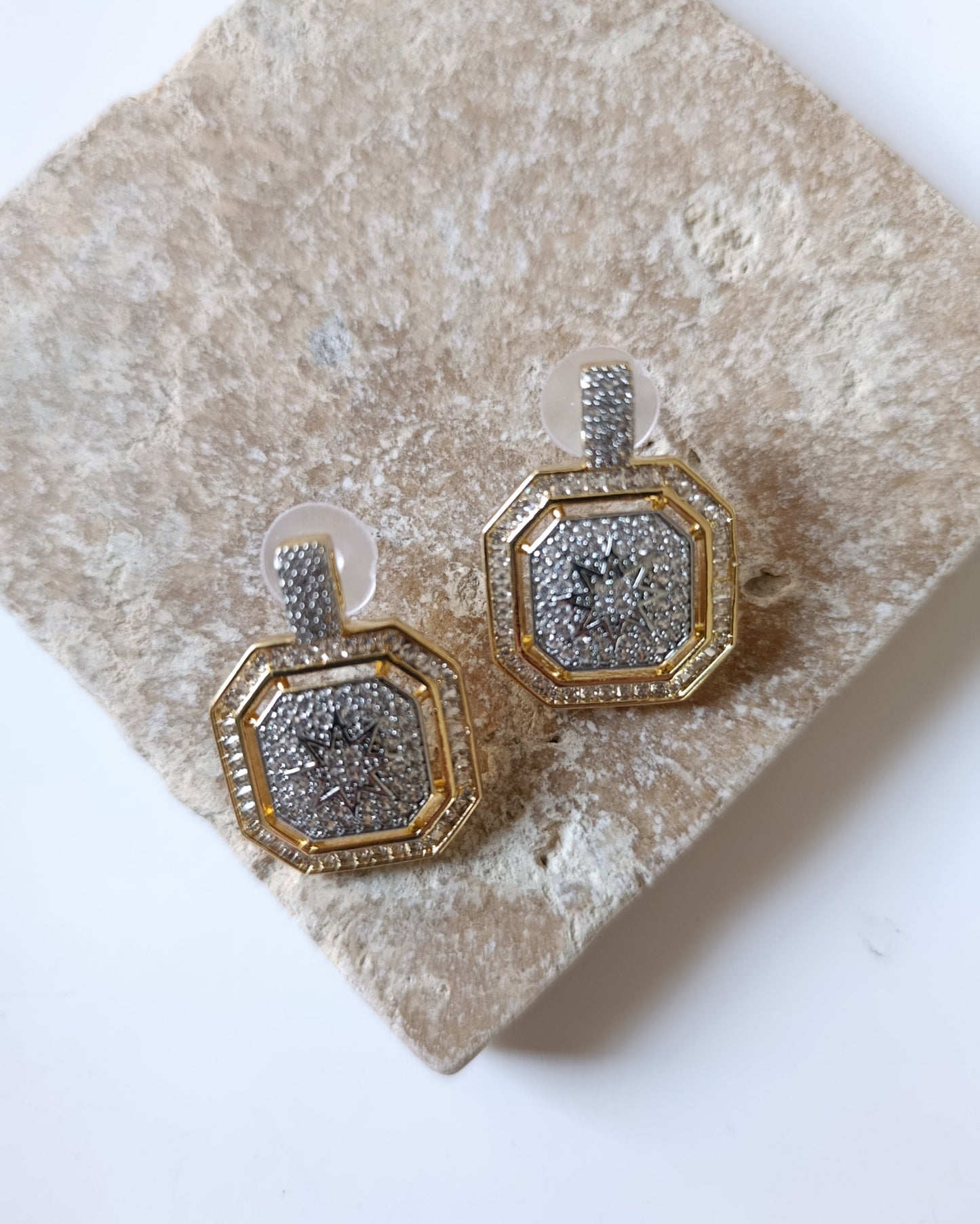 Shadiva Zirkon Taş Gold Silver Küpe