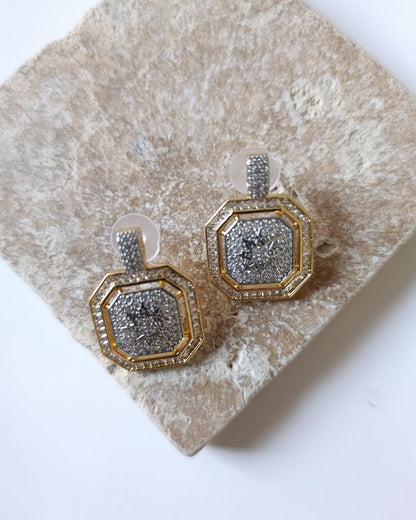 Shadiva Zirkon Taş Gold Silver Küpe