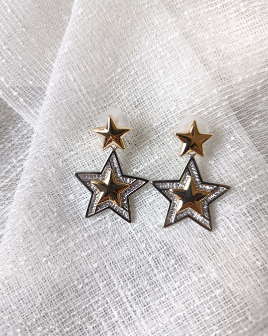 Shadiva Marka Model Gold Sİlver Star Mix Küpe