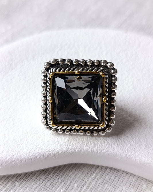 Shadiva Zra Model Kesme Gri Taşlı Silver Yüzük