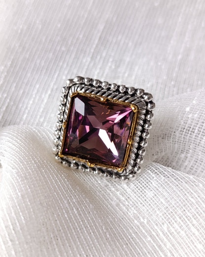 Shadiva Zra Model Kesme Mor Taşlı Silver Yüzük