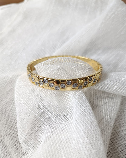 Shadiva Mess Çelik Gold Silver Zirkon Taşlı Petek Bileklik