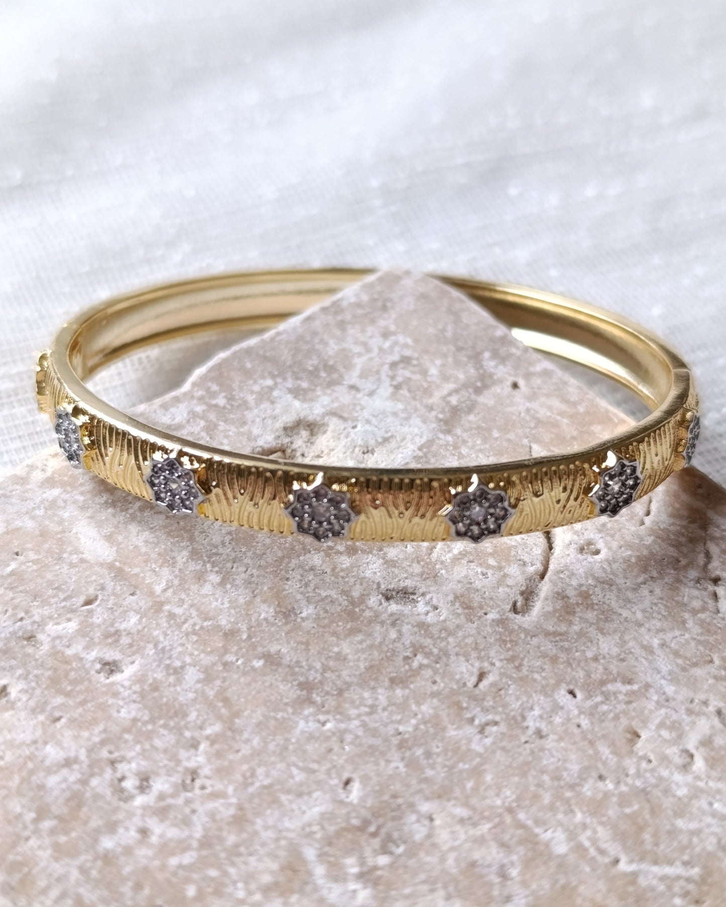 Shadiva Mess Çelik Gold Silver Zirkon Taşlı Bileklik