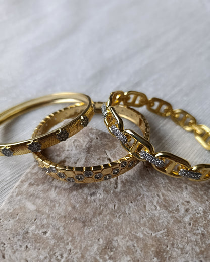 Shadiva Mess Çelik Gold Silver Zirkon Taşlı Bileklik