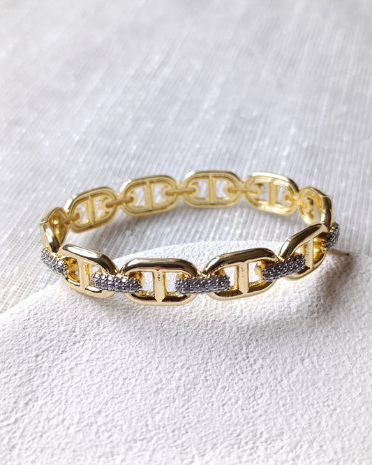 Shadiva Mess Çelik Gold Silver Zirkon Taşlı Bileklik