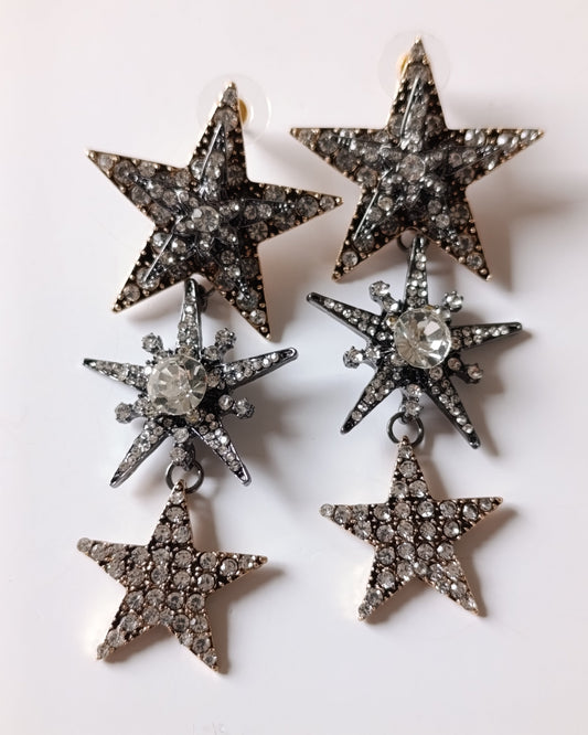 Shadiva Taşlı Sallantılı Tasarım Çoklu Yıldız Küpe