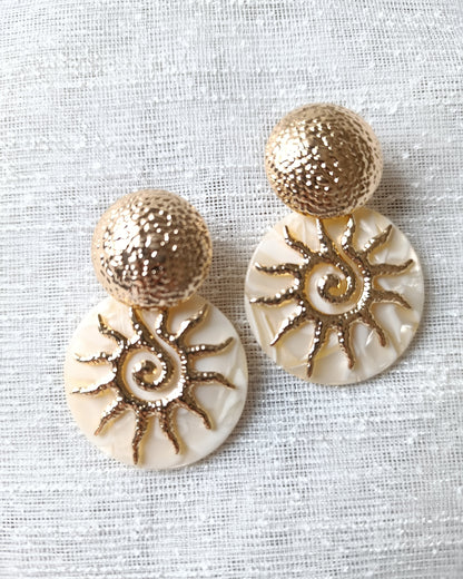 Shadiva Gold Kemik Güneş Küpe