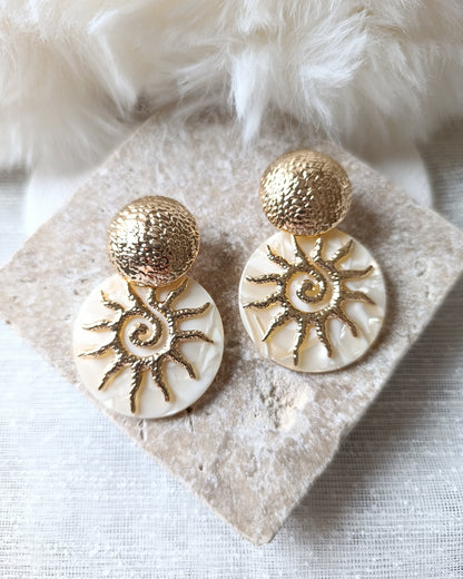 Shadiva Gold Kemik Güneş Küpe