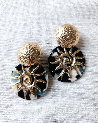 Shadiva Gold Siyah Güneş Küpe