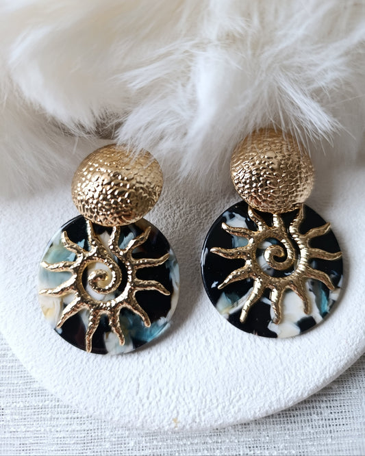 Shadiva Gold Siyah Güneş Küpe