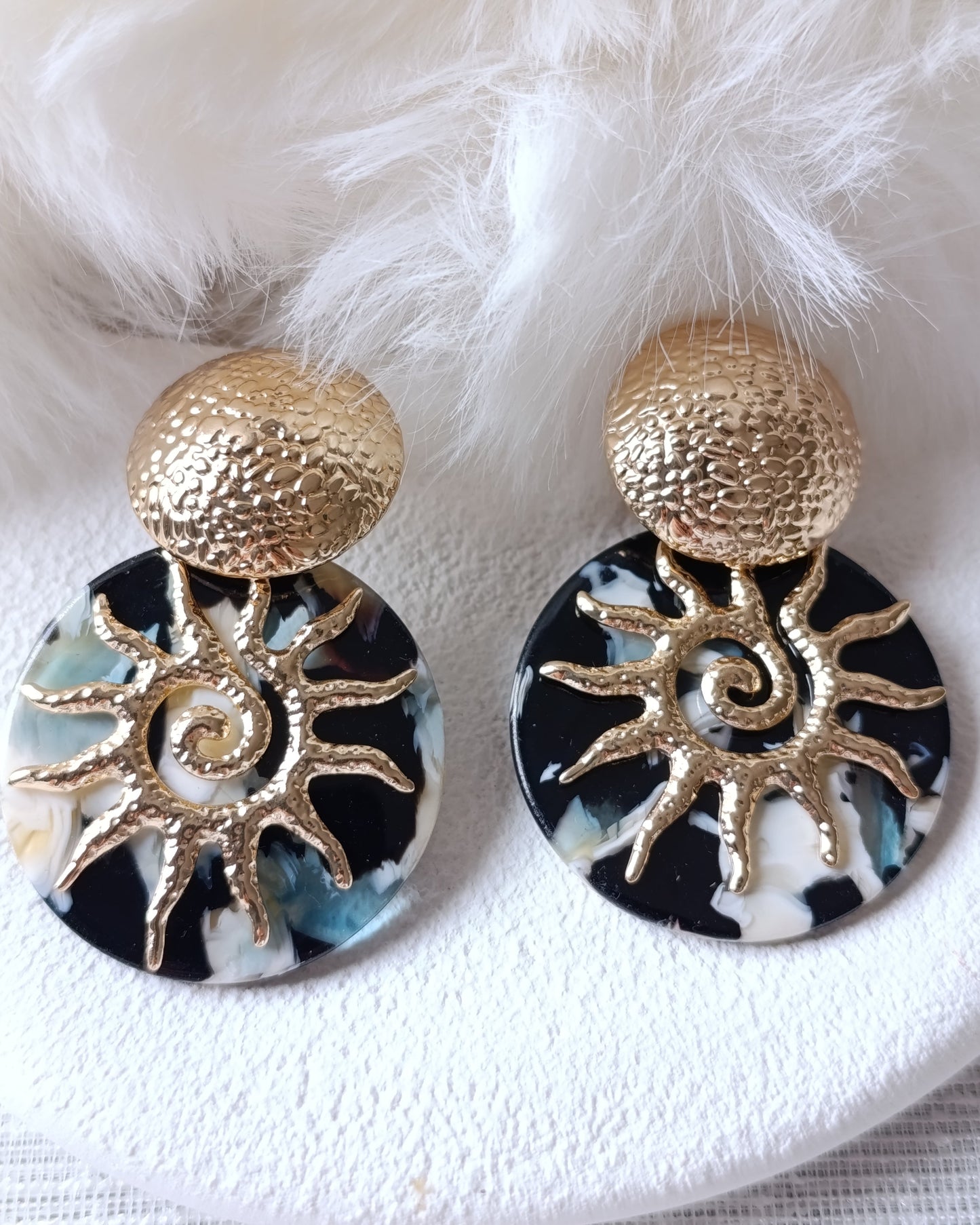 Shadiva Gold Siyah Güneş Küpe