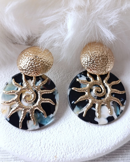 Shadiva Gold Siyah Güneş Küpe