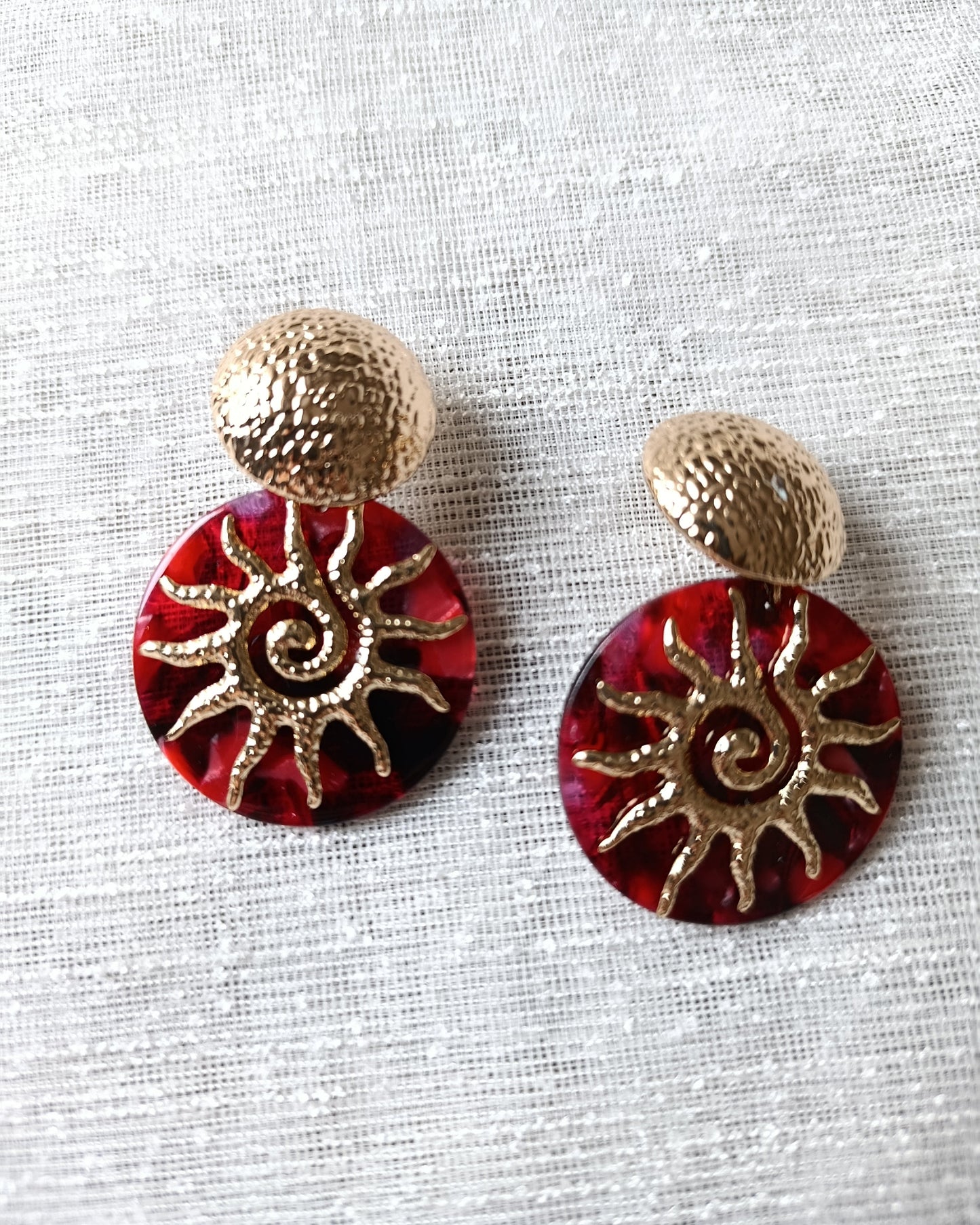 Shadiva Gold Bordo Güneş Küpe