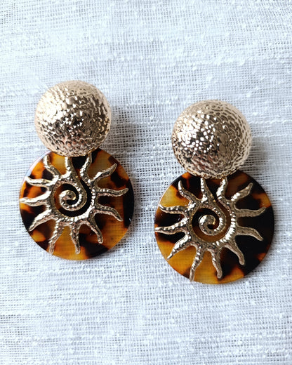 Shadiva Gold Turuncu Güneş Küpe